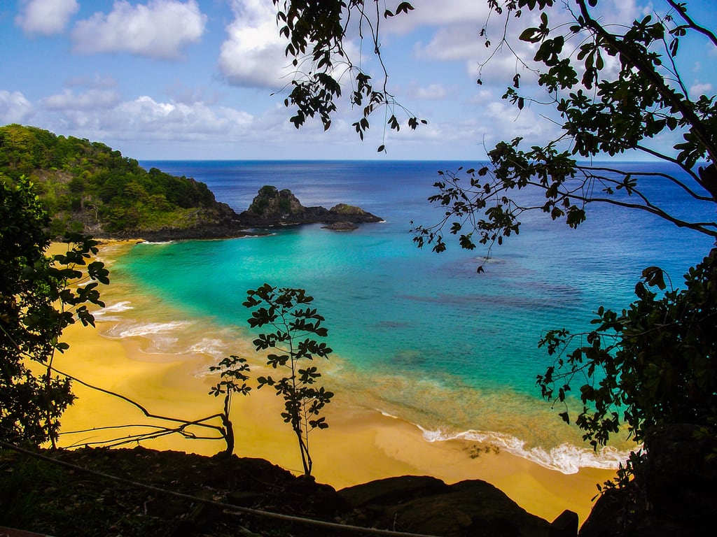 Baía do Sancho viewed from the clifftop viewpoint above the beach