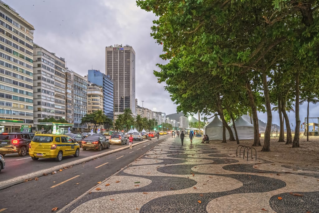 Copacabana beach in Rio de Janeiro seen along the shoreline
